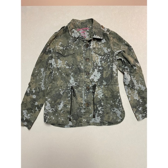 Aeropostale Jackets & Blazers - Aeropostale Womens Floral Camo Utility Field Jacket Olive Green Cotton Medium